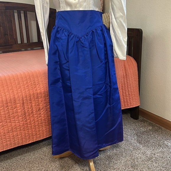 Vintage 80s Gunne Sax Blue Midi A-Line Pleated Taffeta Skirt size 7 or small - Picture 14 of 14